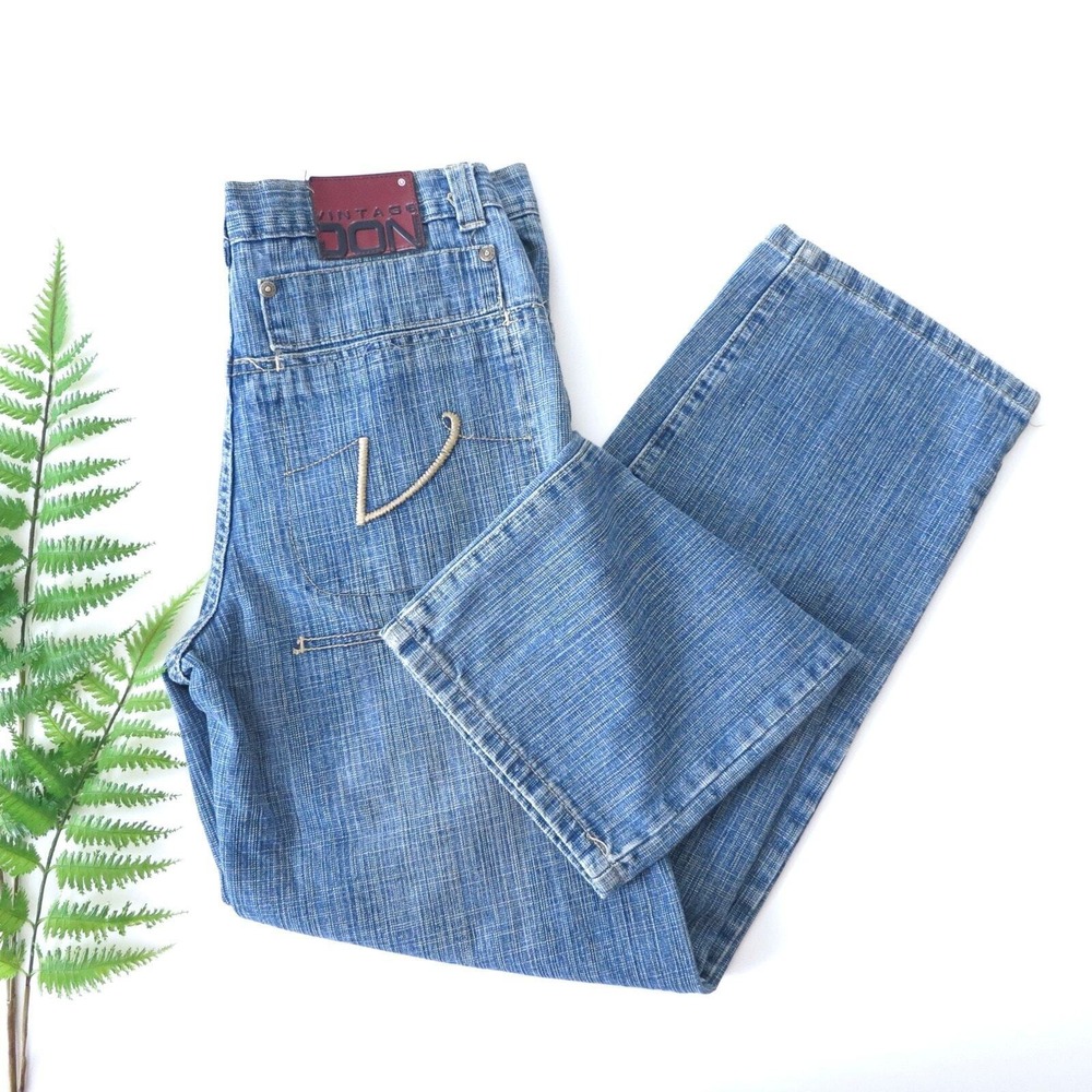 Y2K Medium Wash High Rise Loose Fit Cotton Denim Jeans | 14 Girls or Women's 4 - Picture 2 of 8